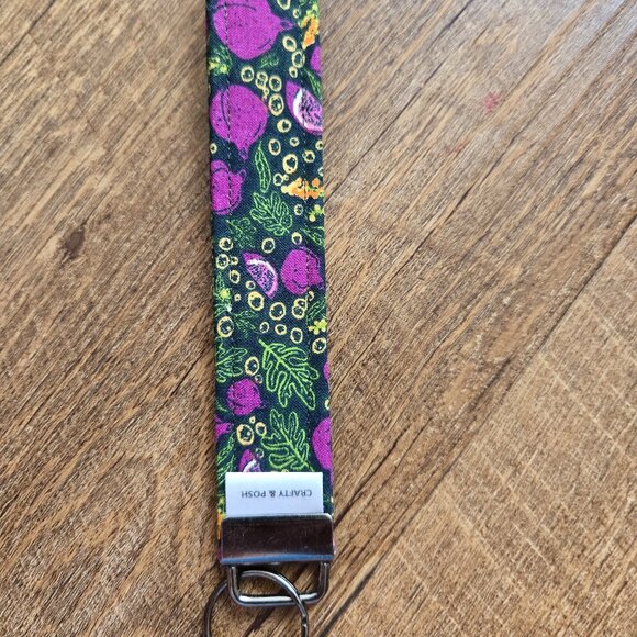 Crafty & Posh Green and Purple Fig Themed Handmade Key Wristlet - Picture 2 of 3